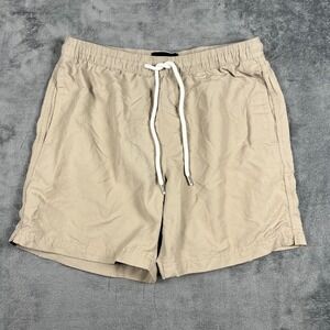 RSQ Nylon Shorts Mens Small Beige Slash Pockets Flat Front Quick Dry Drawstring